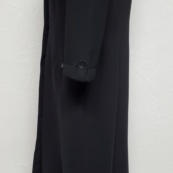 Vintage 80s Studio 1 Black White Trim Ruffle Hem Quarter Sleeve Trenchcoat Dress - Picture 9 of 13